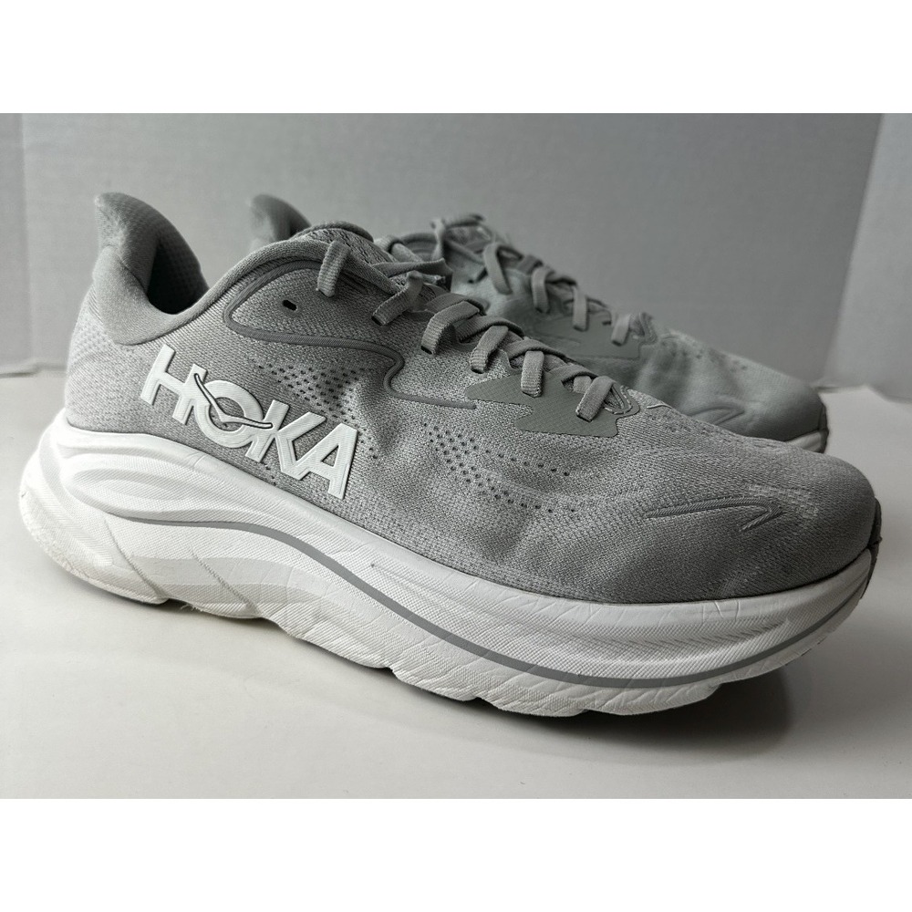 Hoka One One Clifton 10 Shoes Mens Size 11 2E Wide Stellar Grey *Heavy Wear